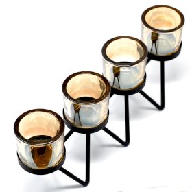 Centrepiece Iron Votive Candle Holder - 4 Cup Zig Zag - Click Image to Close